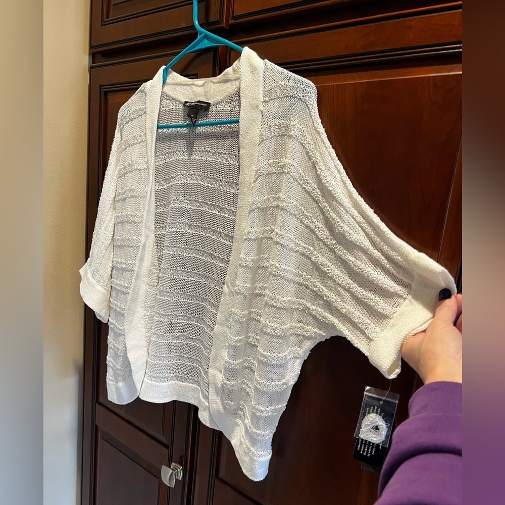 INC International Concepts NWT Sparkling Bling White “Dream” Cardigan - 1X - Picture 2 of 10